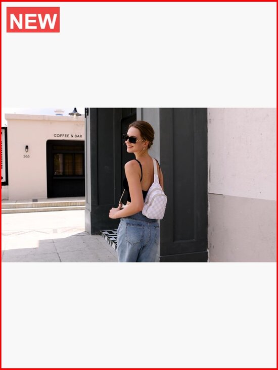 Checkered Sling Backpack Crossbody Chest Bag Fanny Pack with Adjustable Strap main image 6